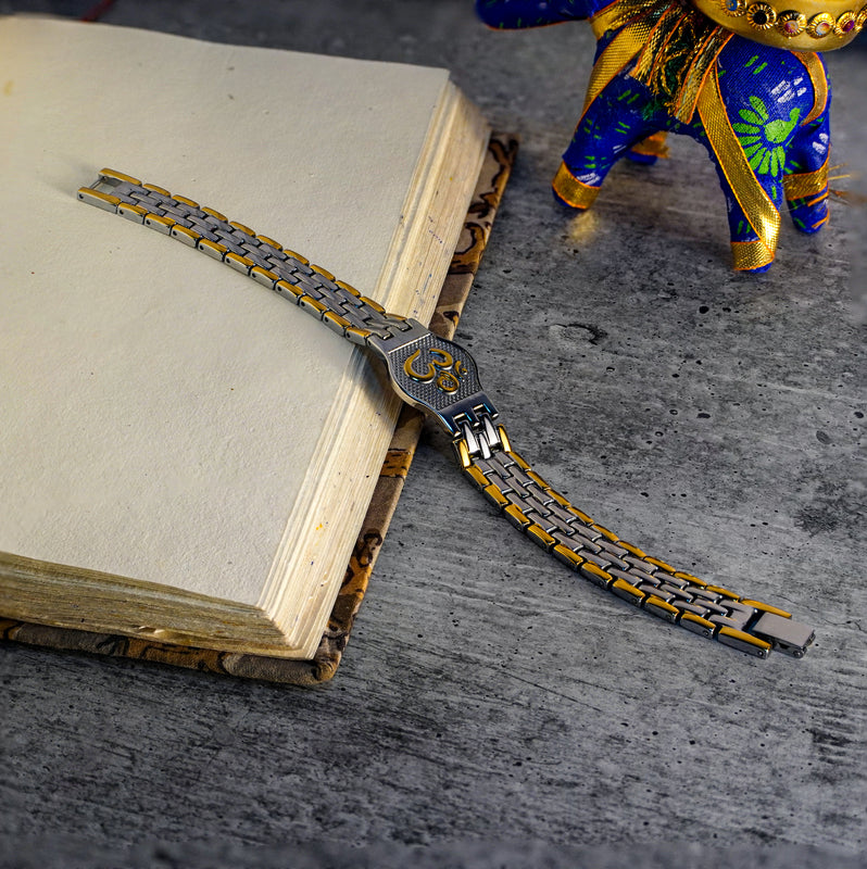 Gold Plated Om DuoTone Serenity Bracelet
