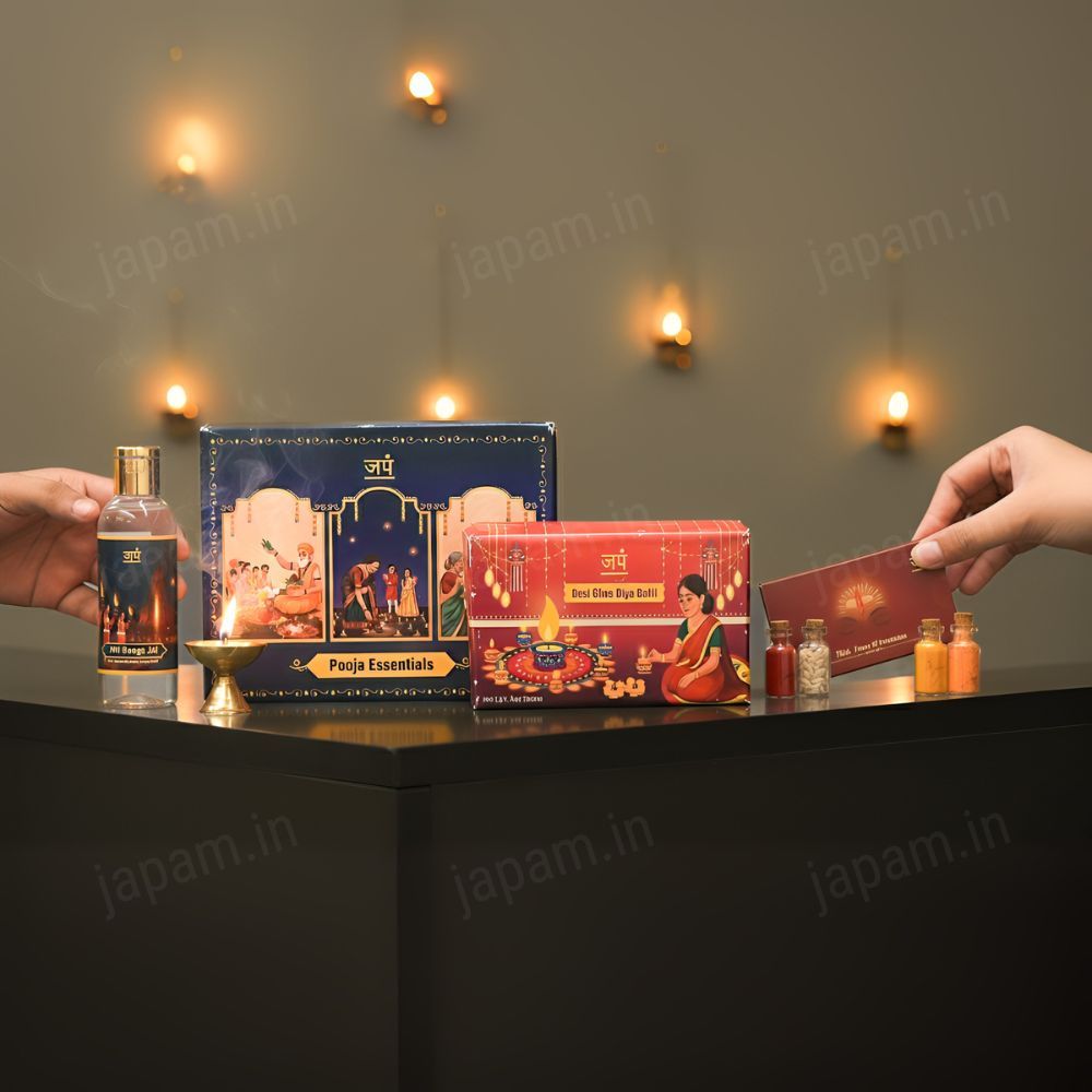 Pooja Essentials Combo - Tilak Set + Ghee Diya Bati + Ganga Jal