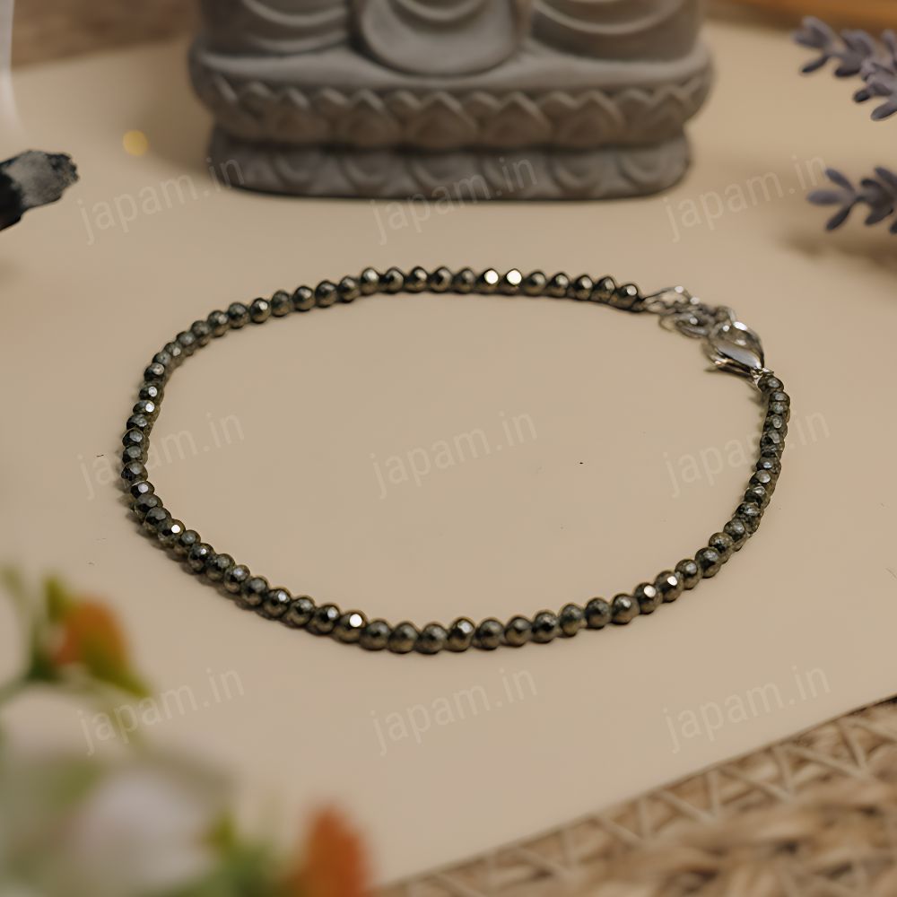 Silver Plated Essential Pyrite Bracelet + Dhanashree Pyrite Anklet