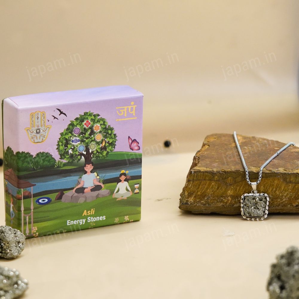 Silver Plated Raw Pyrite Stone Pendant