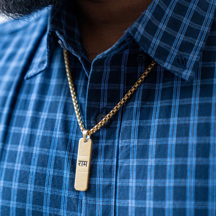 Jai Shree Ram Celebration Set - Gold Plated Ram Necklace + Gold Plated Ram Bracelet + Ram Raksha Yantra