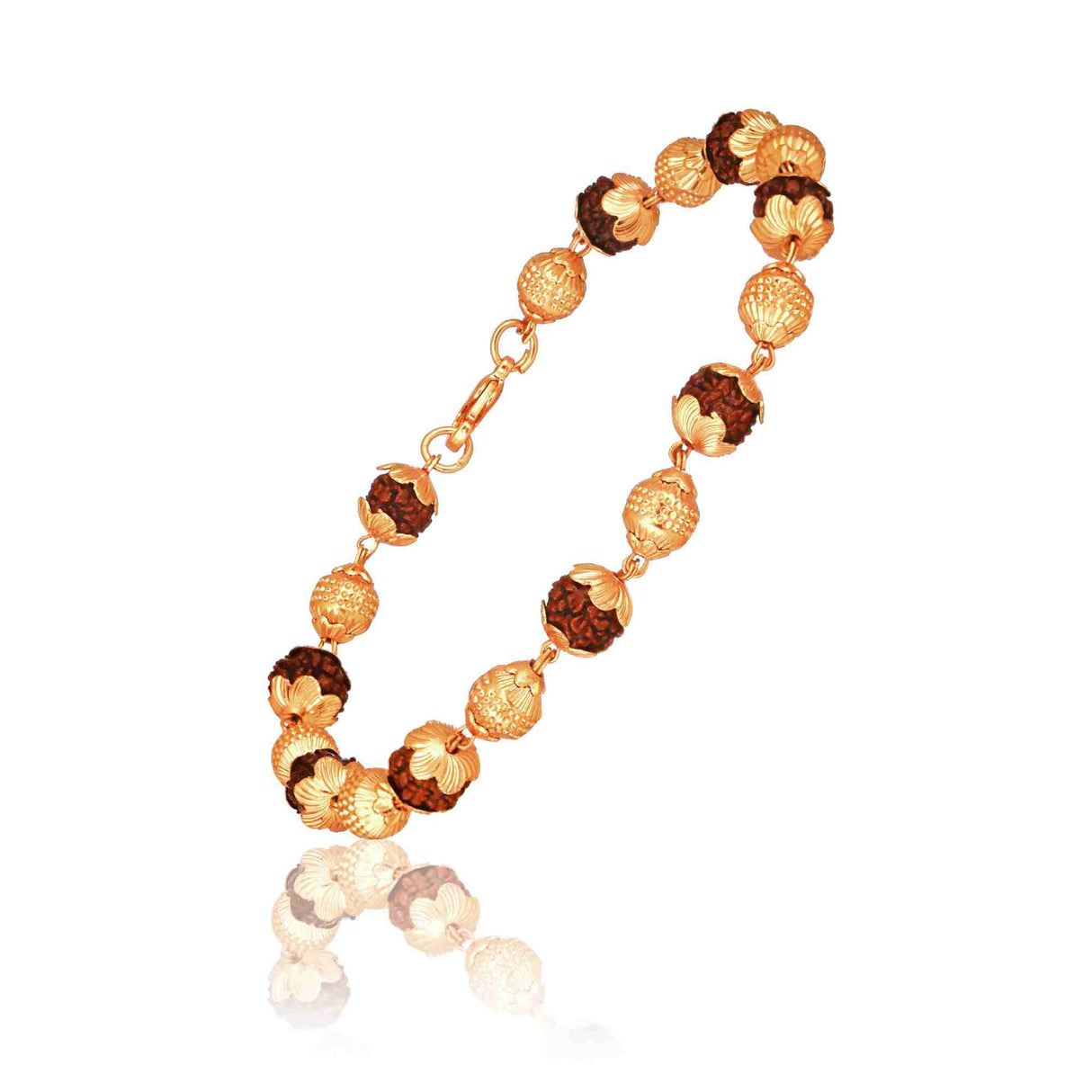 Gold Plated Serenity Beads Rudraksha Bracelet for Women