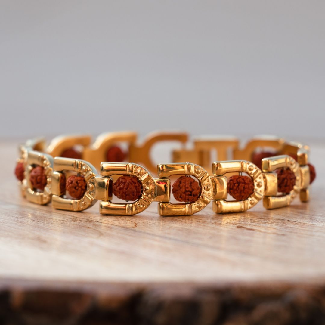 Gold Plated Prime Rudraksha Bracelet For Men
