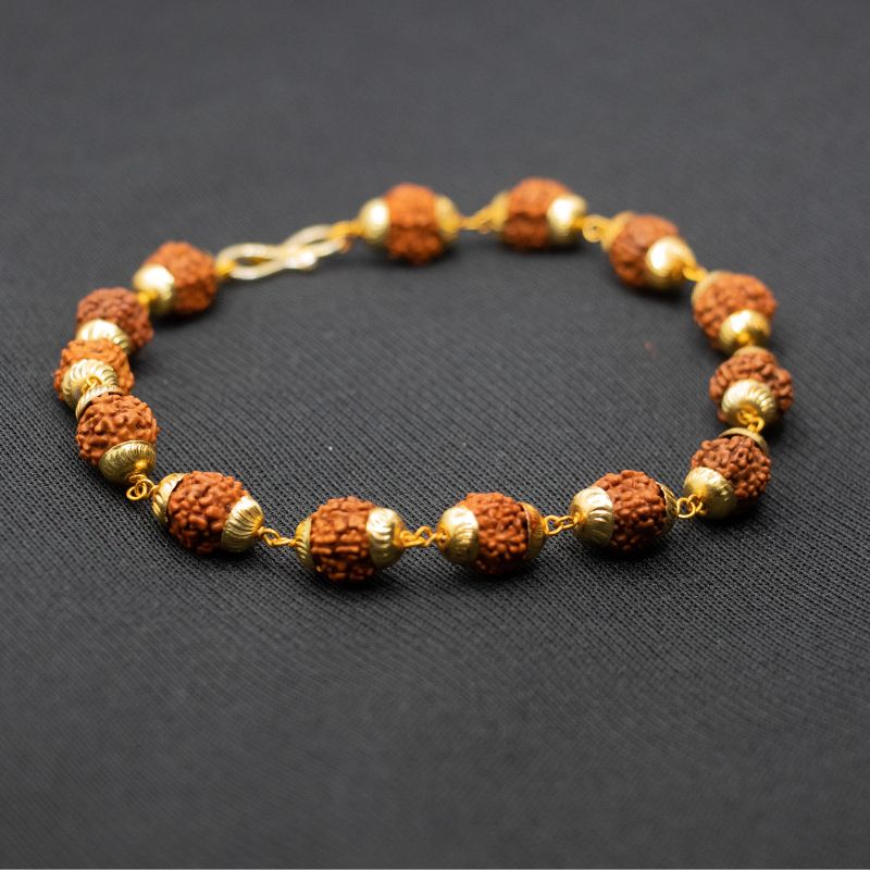 Gold Plated Rudraksha Bracelet For Men