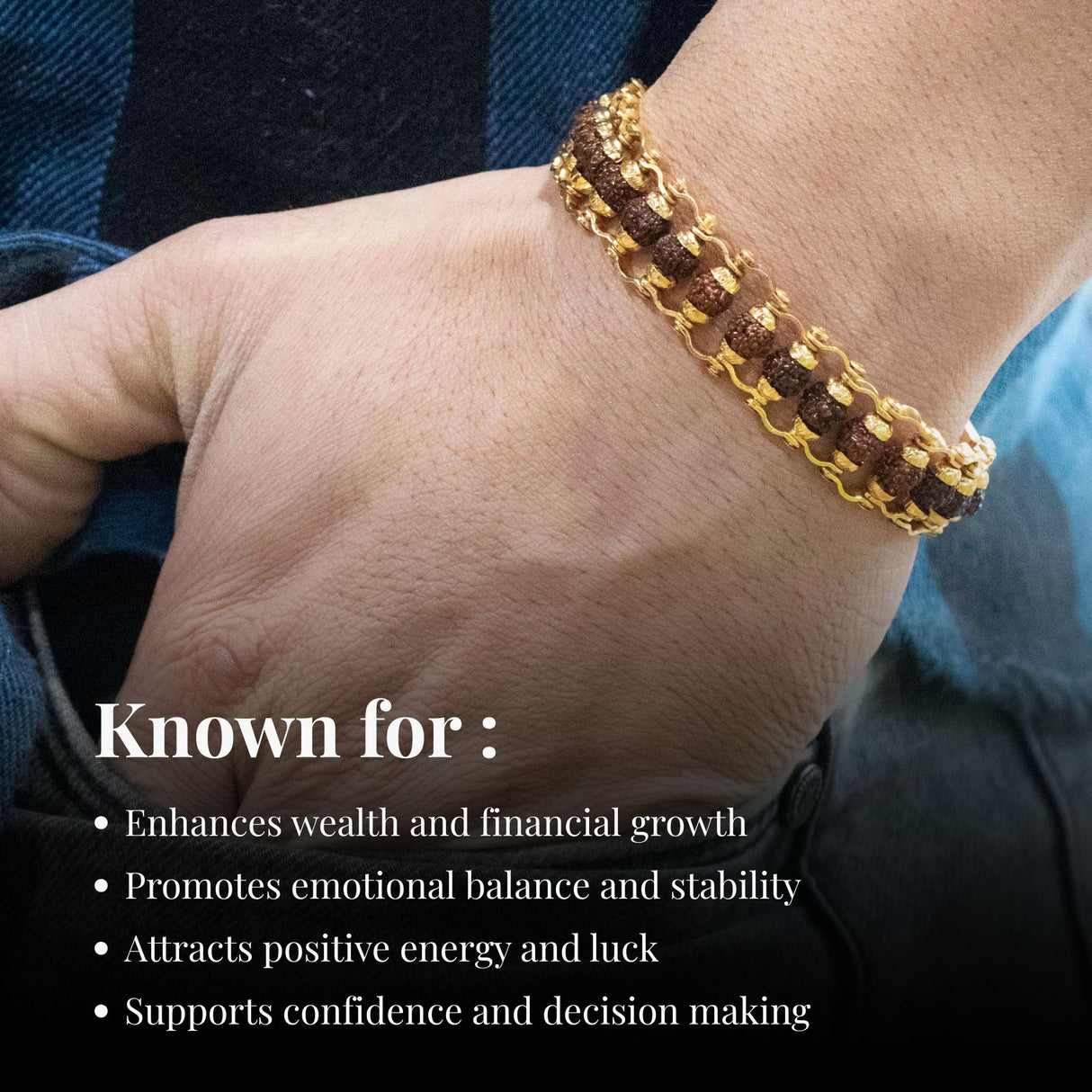 Gold Plated Modern Rudraksha Bracelet