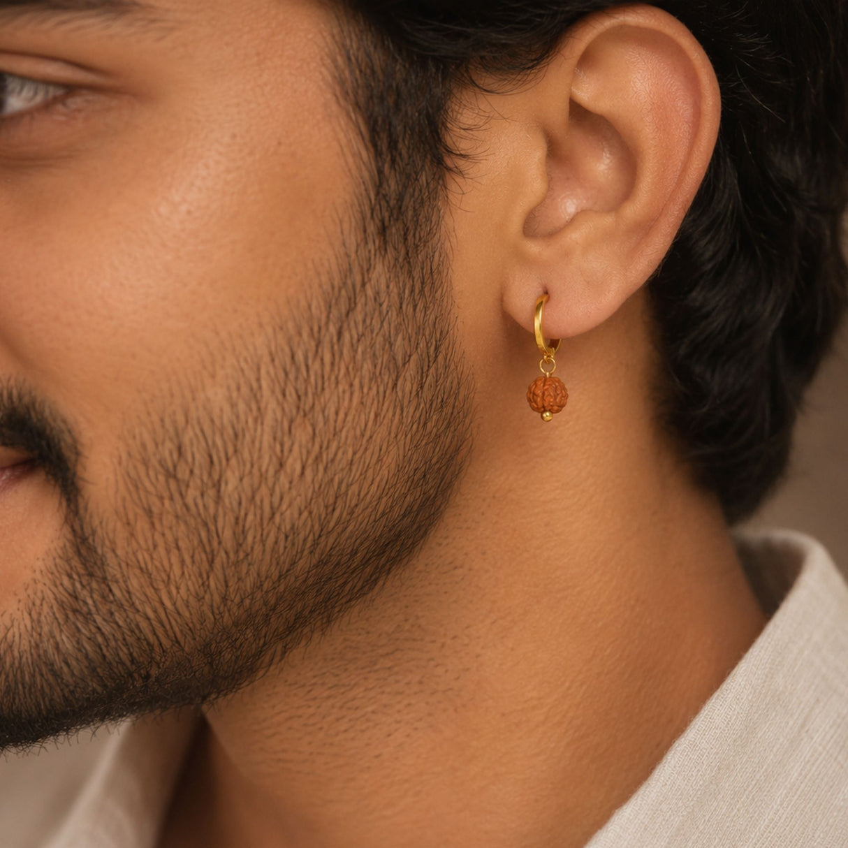 5 Mukhi Rudraksha Hoop Earings