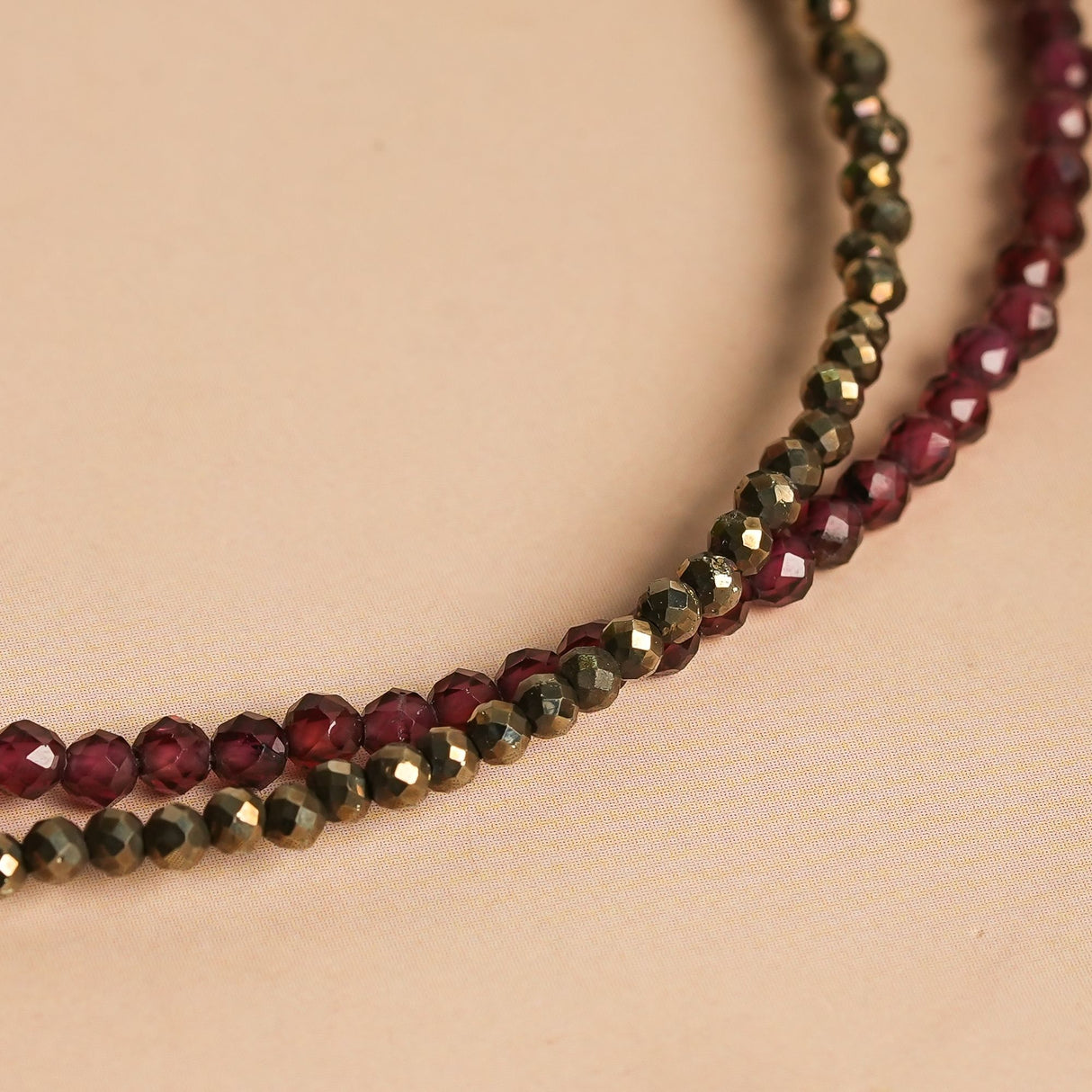 Love & Abundance Anklet with Pyrite and Garnet Stones