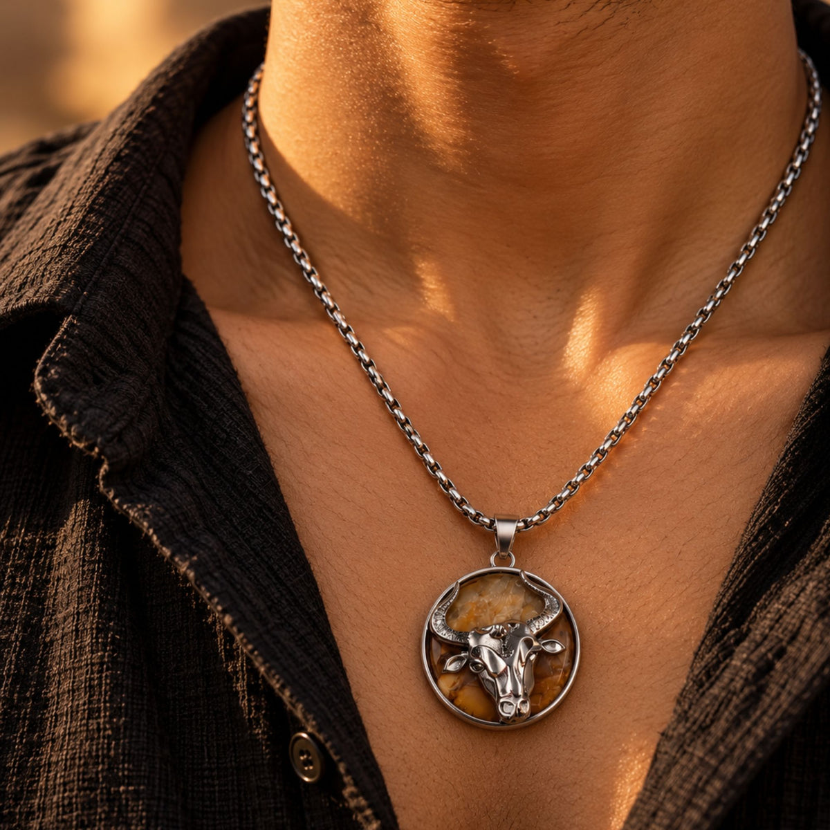 Tauras Zodiac Pendant with Sunstone
