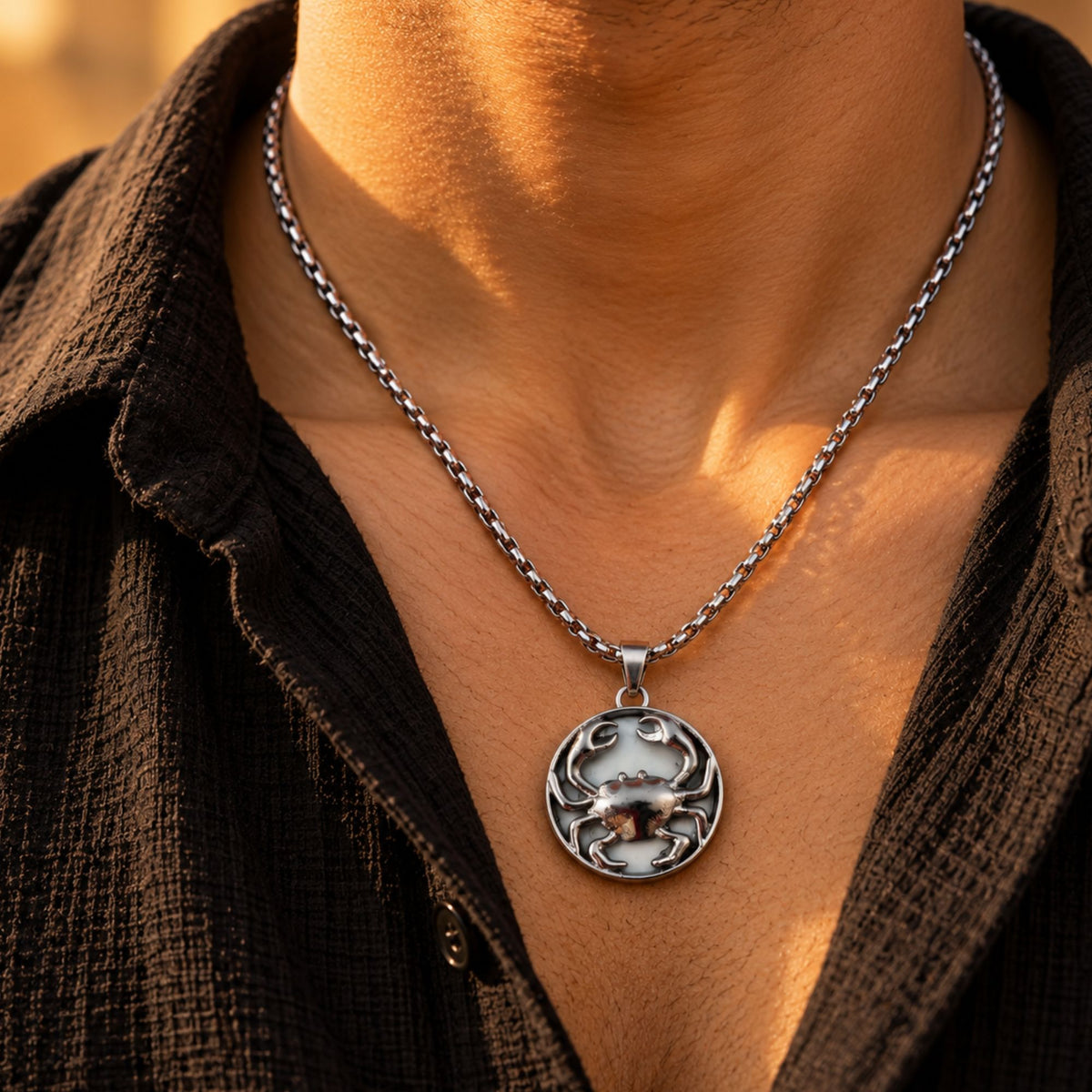 Cancer Zodiac Pendant with Howlite Stone