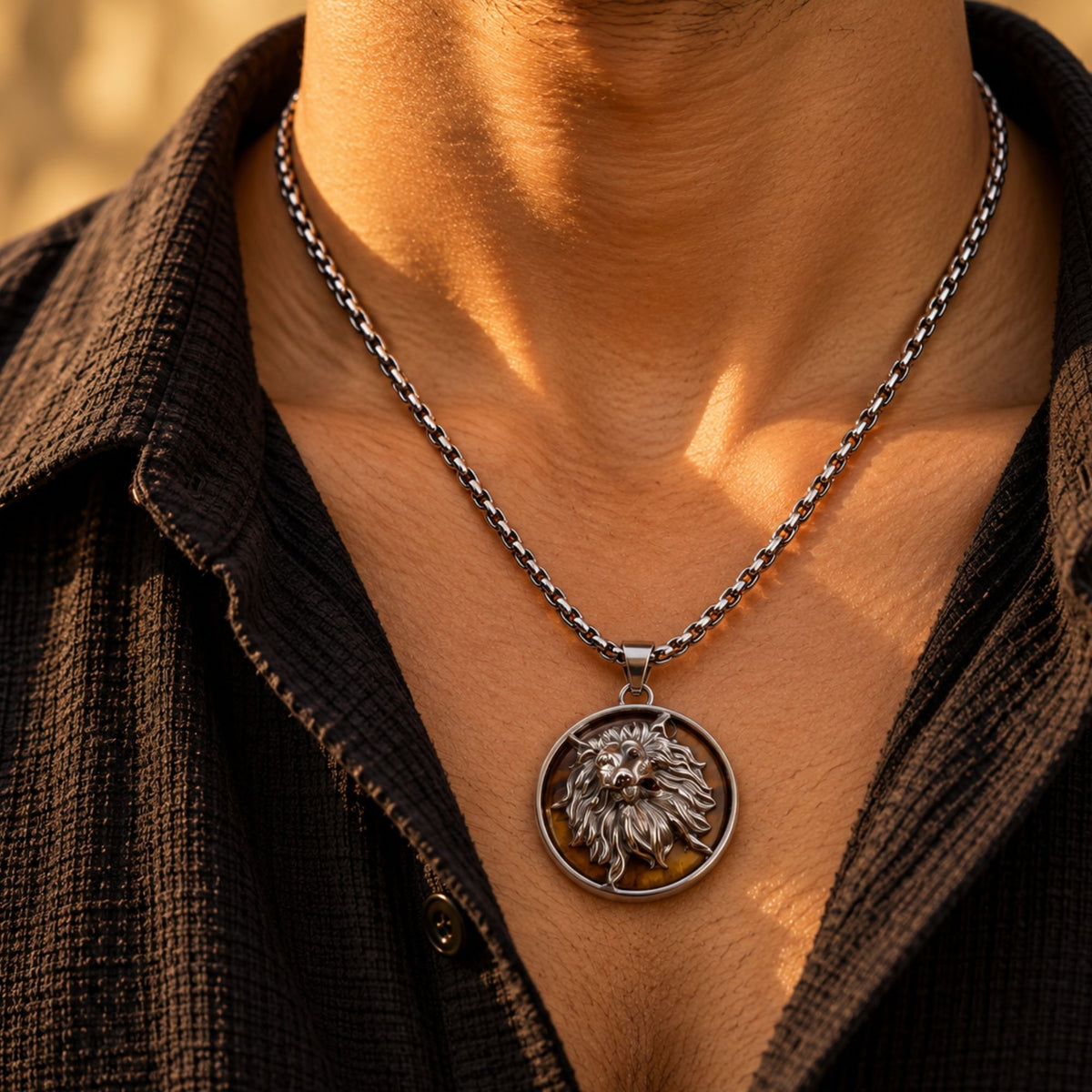 Leo Zodiac Pendant with Tiger Eye Stone