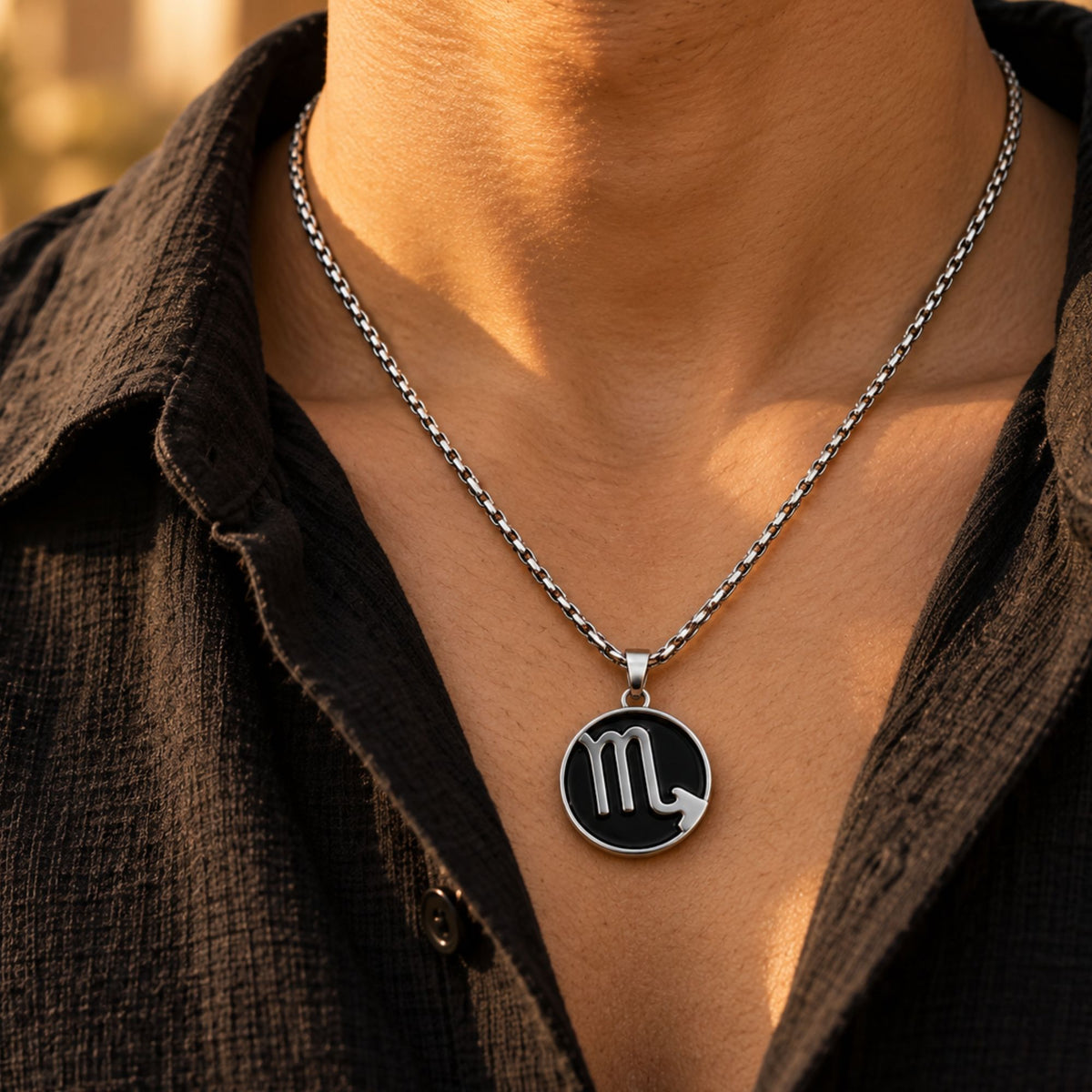 Scorpio Zodiac Pendant with Black Onyx Stone