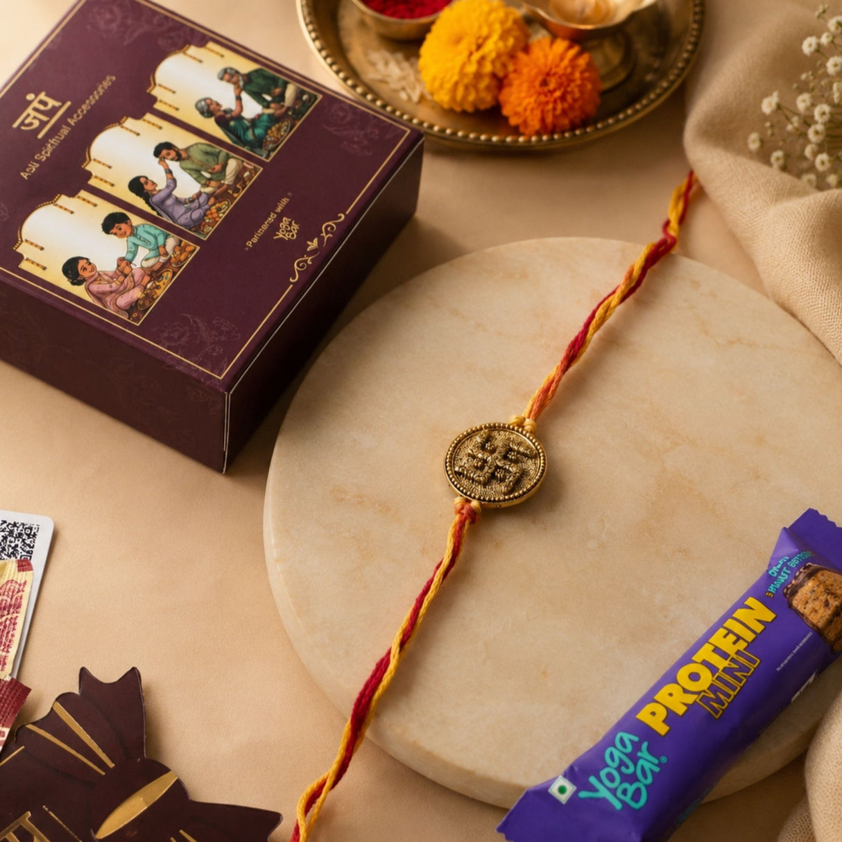 Gold Plated Swastik Rakhi Box