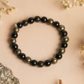 Wealth Shield Band with Pyrite and Black Obsidian Stones