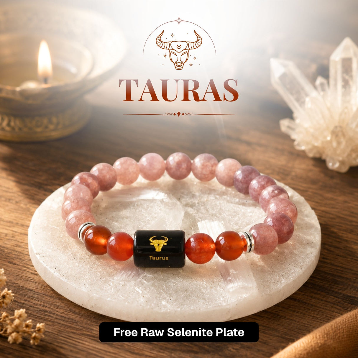 Sunstone & Carnelian Zodiac Band for Taurus (वृषभ राशि)