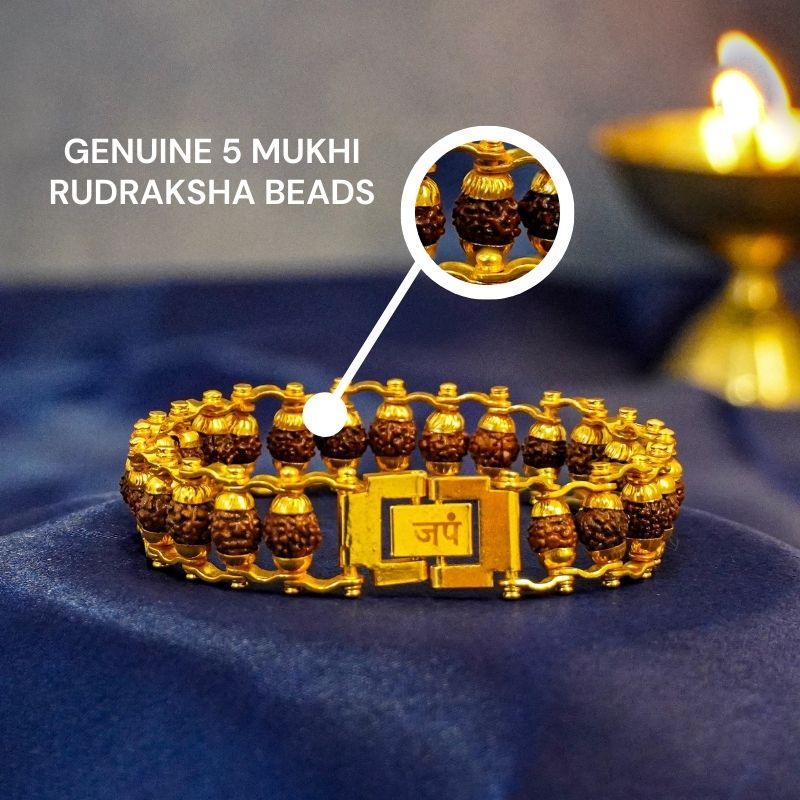 Buy Vientiq Unisex Gold-Plated Trishul Single Rudraksha Bracelet Cum Rakhi  at Amazon.in