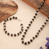 Silver Plated Karungali Mala + Karungali Bracelet Combo For Men