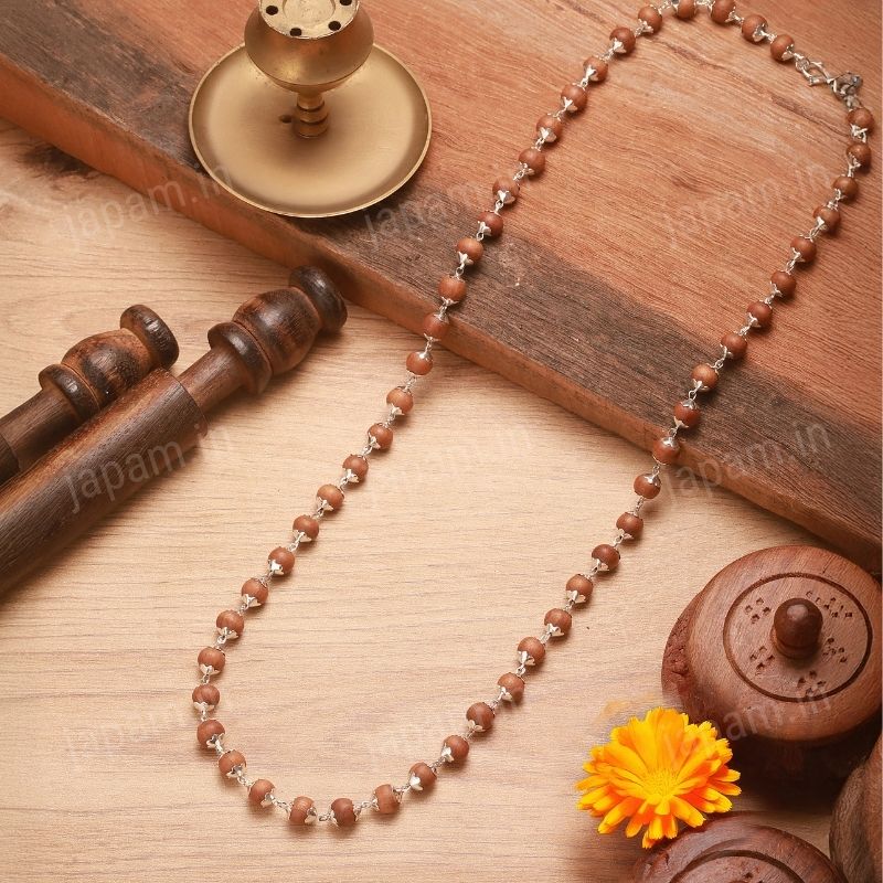 Silver Plated White Sandalwood Chandan Mala – Japam