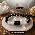 Black Obsidian & Milky Quartz Zodiac Band for Scorpio (वृश्चिक राशि)