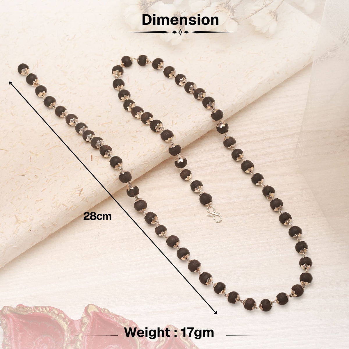 Silver Plated Eternal Karungali Mala - Natural Ebony Wood (Govt. Certified)