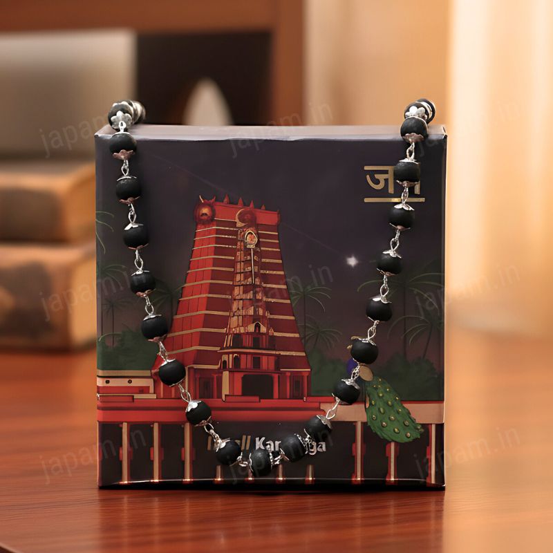 Silver Plated Eternal Karungali Mala - Natural Ebony Wood (Govt. Certified)