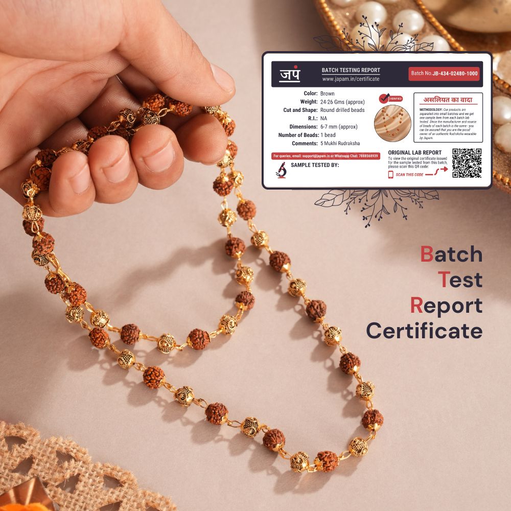 Gold Plated Rudraksha Vel Mala