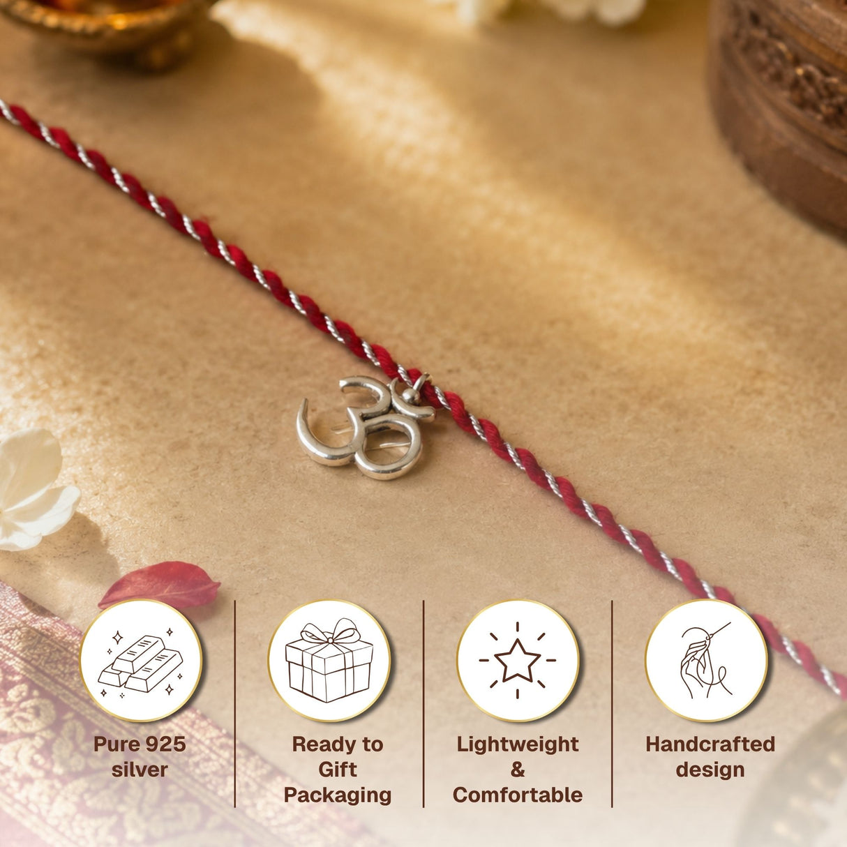 925 Silver Om Rakhi Box