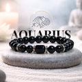 Black Onyx Zodiac Band – Aquarius (कुंभ राशि)