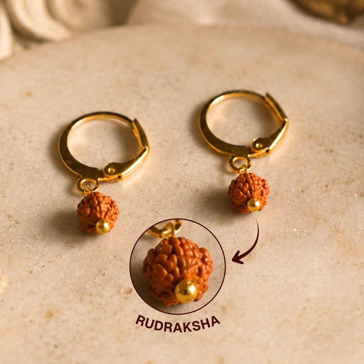 5 Mukhi Rudraksha Hoop Earings
