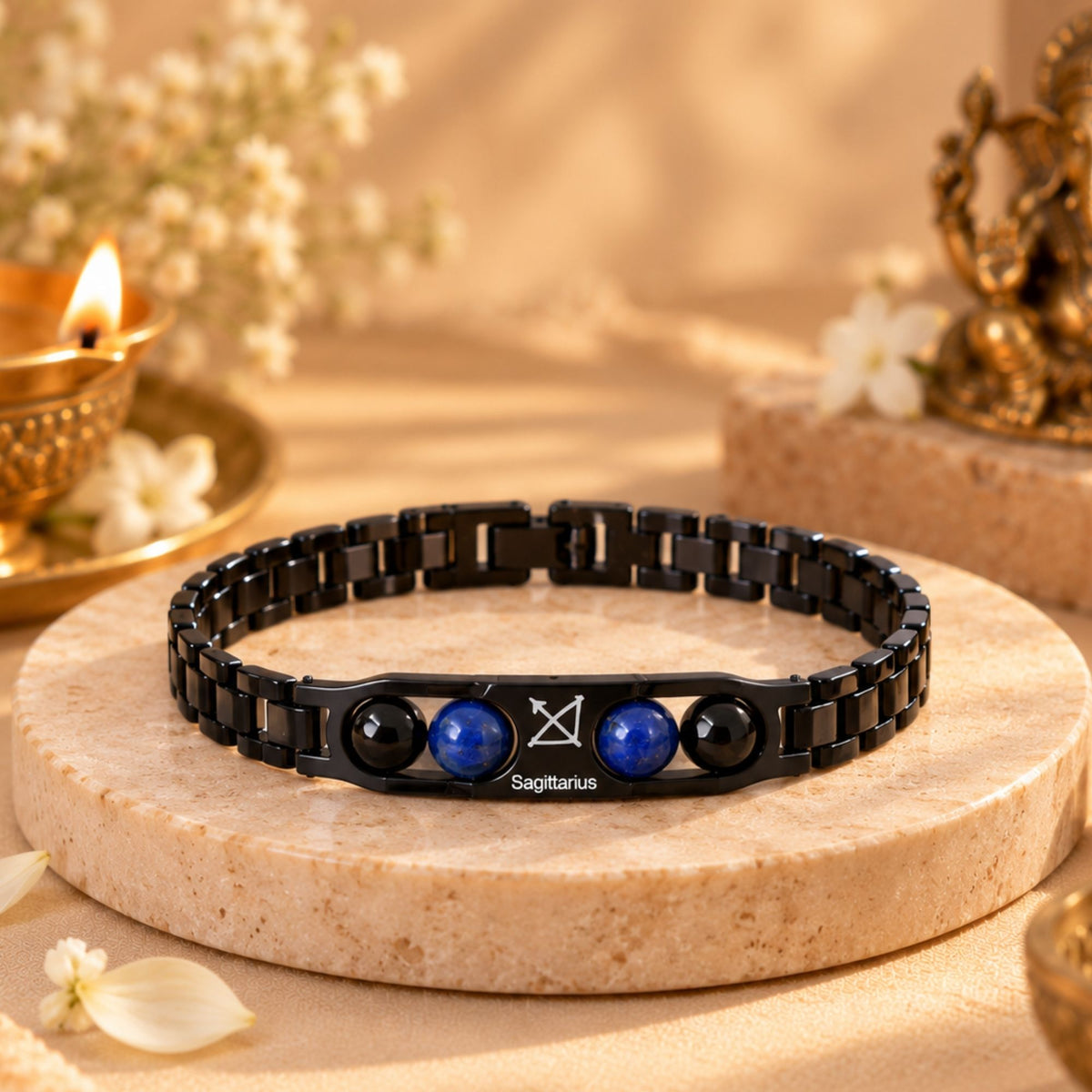 Sagittarius Zodiac Sign Metal Bracelet + Free Selenite Plate