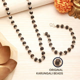 Silver Plated Karungali Mala + Karungali Bracelet Combo For Men