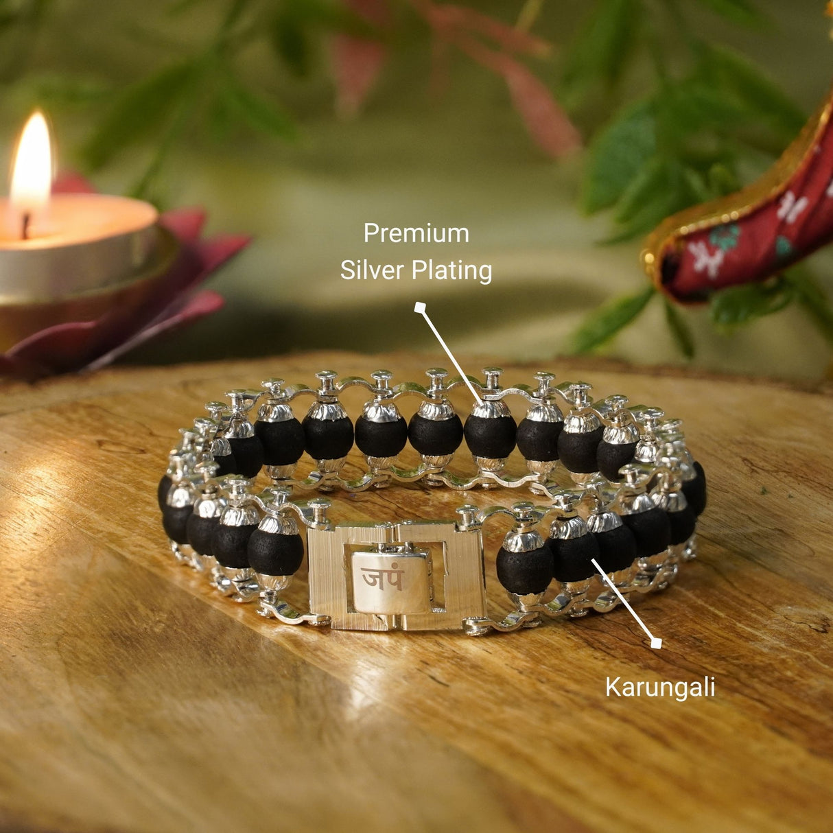 Silver Plated Modern Karungali Rakhi Box