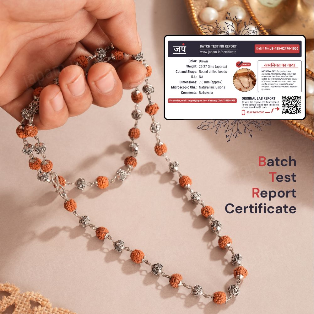 Silver Plated Rudraksha Vel Mala