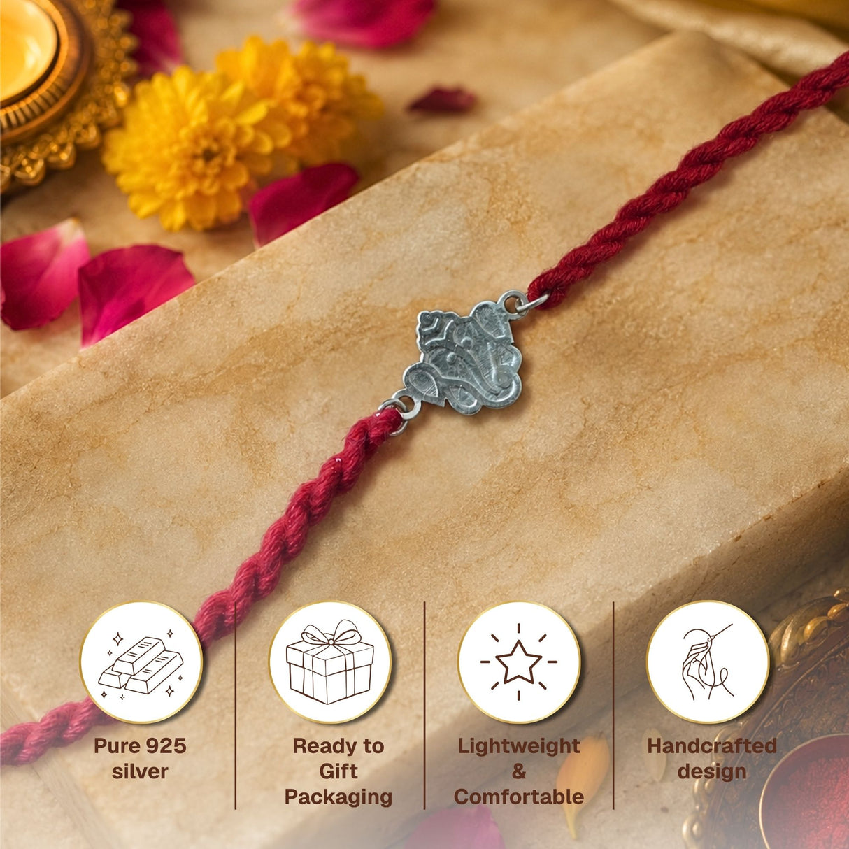 925 Silver Ganesh Rakhi Box
