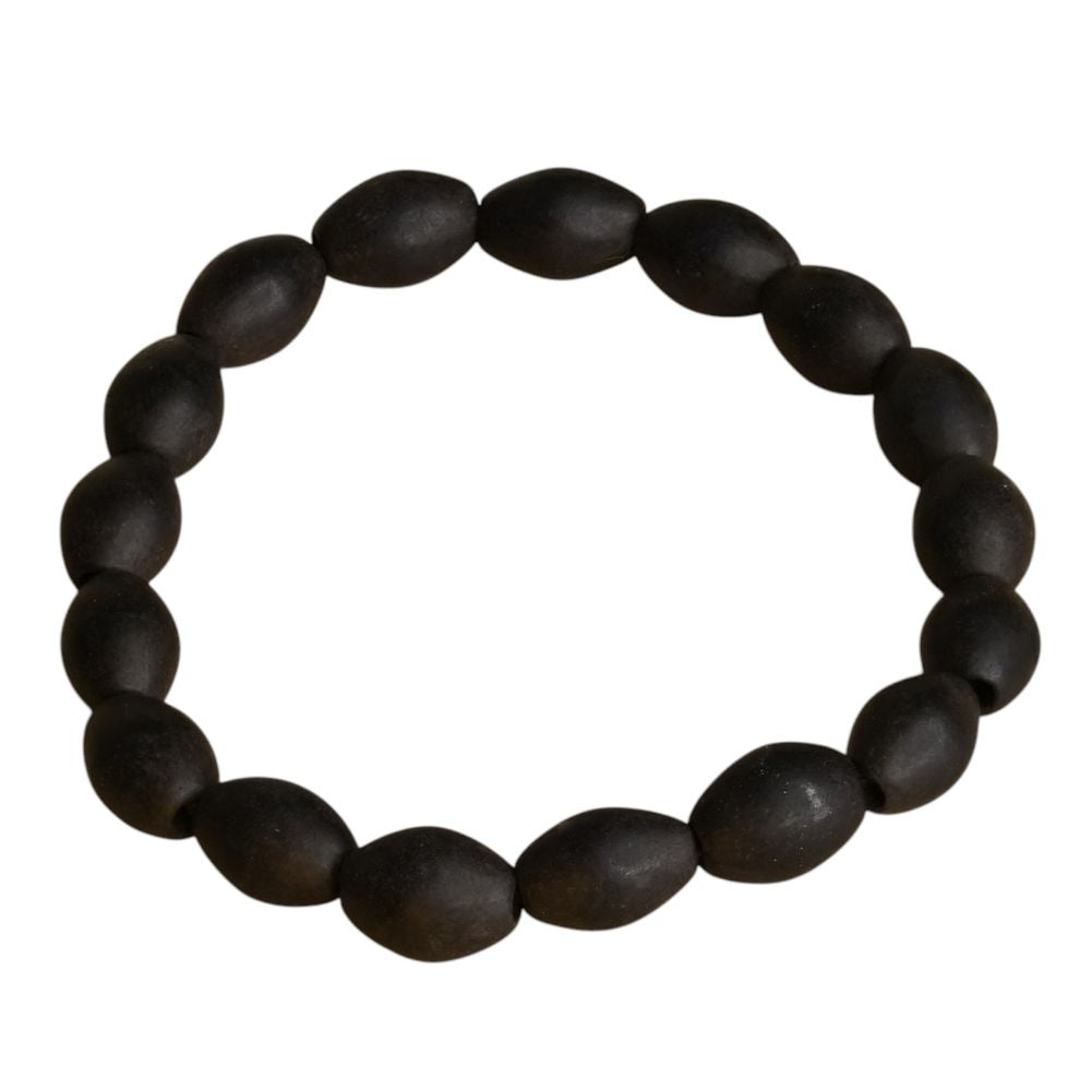 Ancient Karungali Oval Beads Band - Natural Ebony Wood