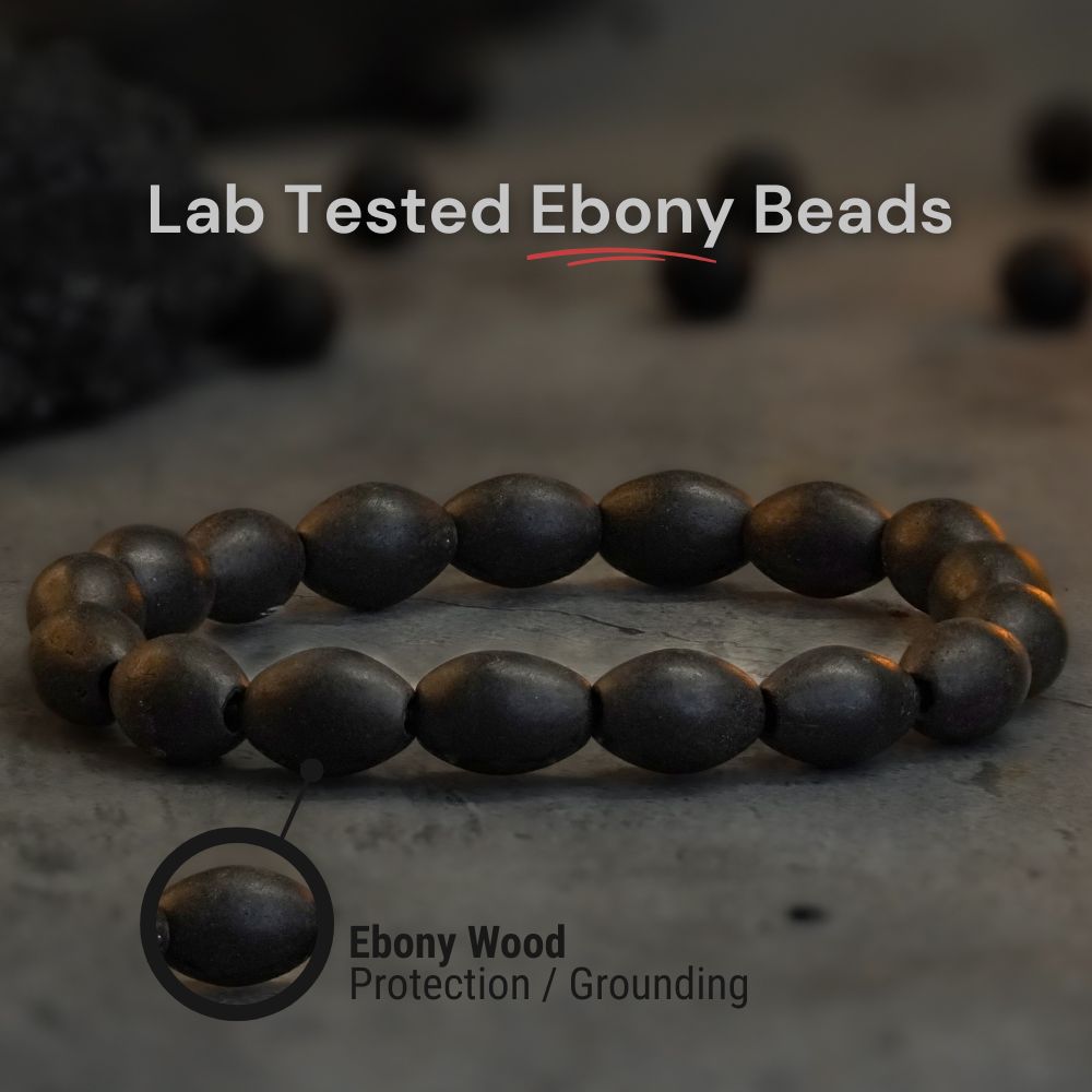 Ancient Karungali Oval Beads Band - Natural Ebony Wood