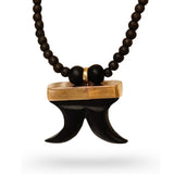Dual Tiger Nail Teeth Karungali Necklace - Natural Ebony Wood
