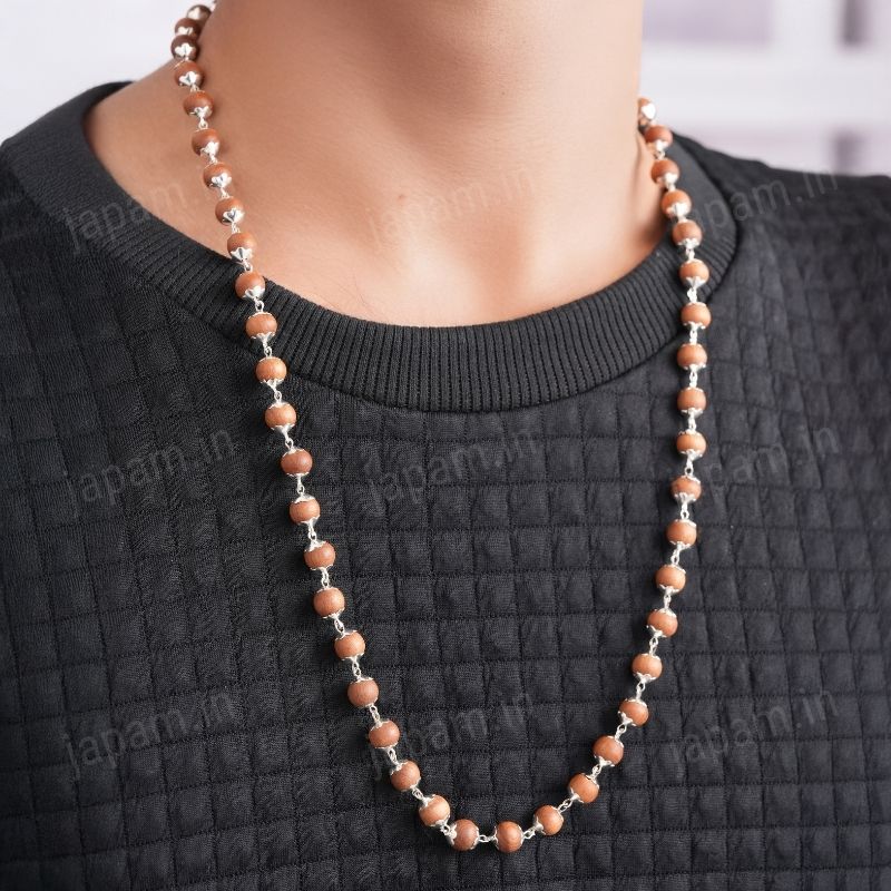 Silver Plated White Sandalwood Chandan Mala