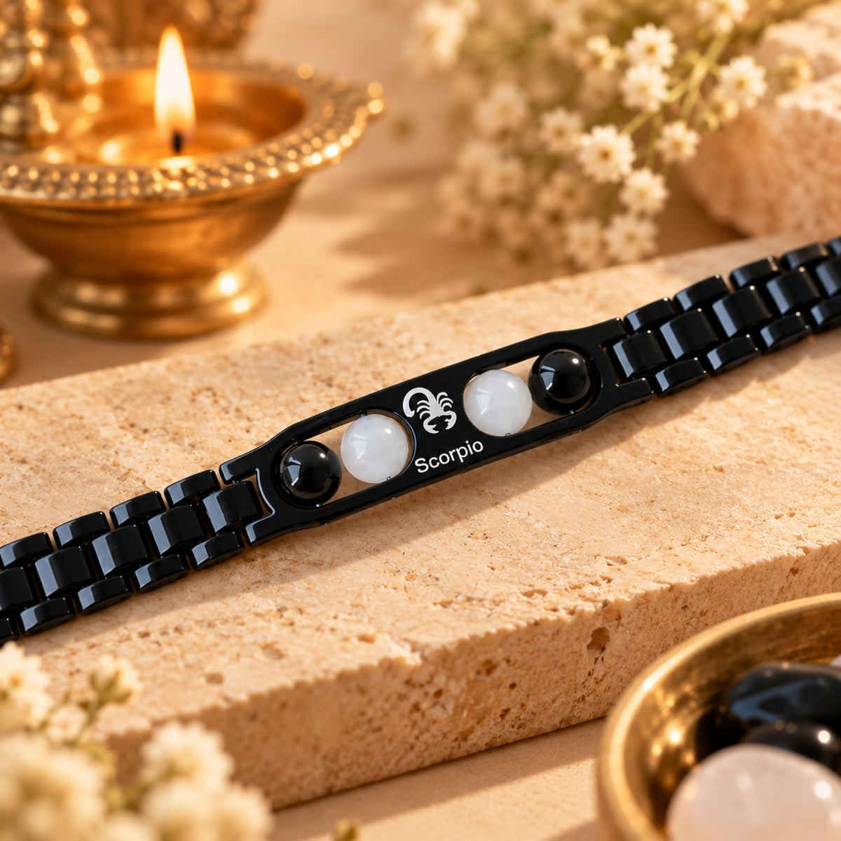 Scorpio Zodiac Sign Metal Bracelet + Free Selenite Plate
