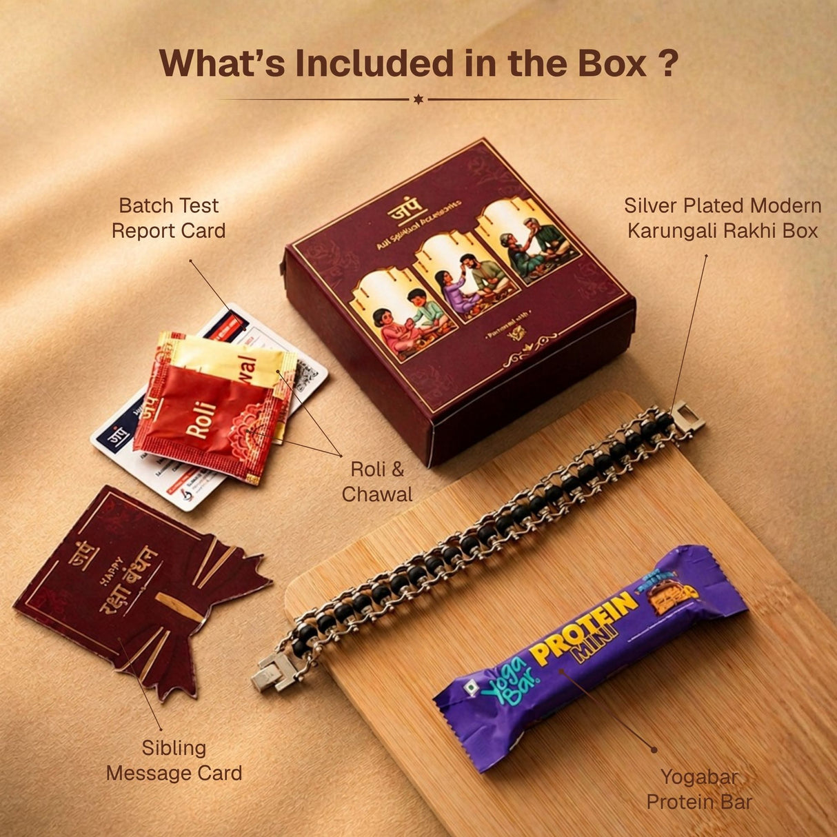 Silver Plated Modern Karungali Rakhi Box