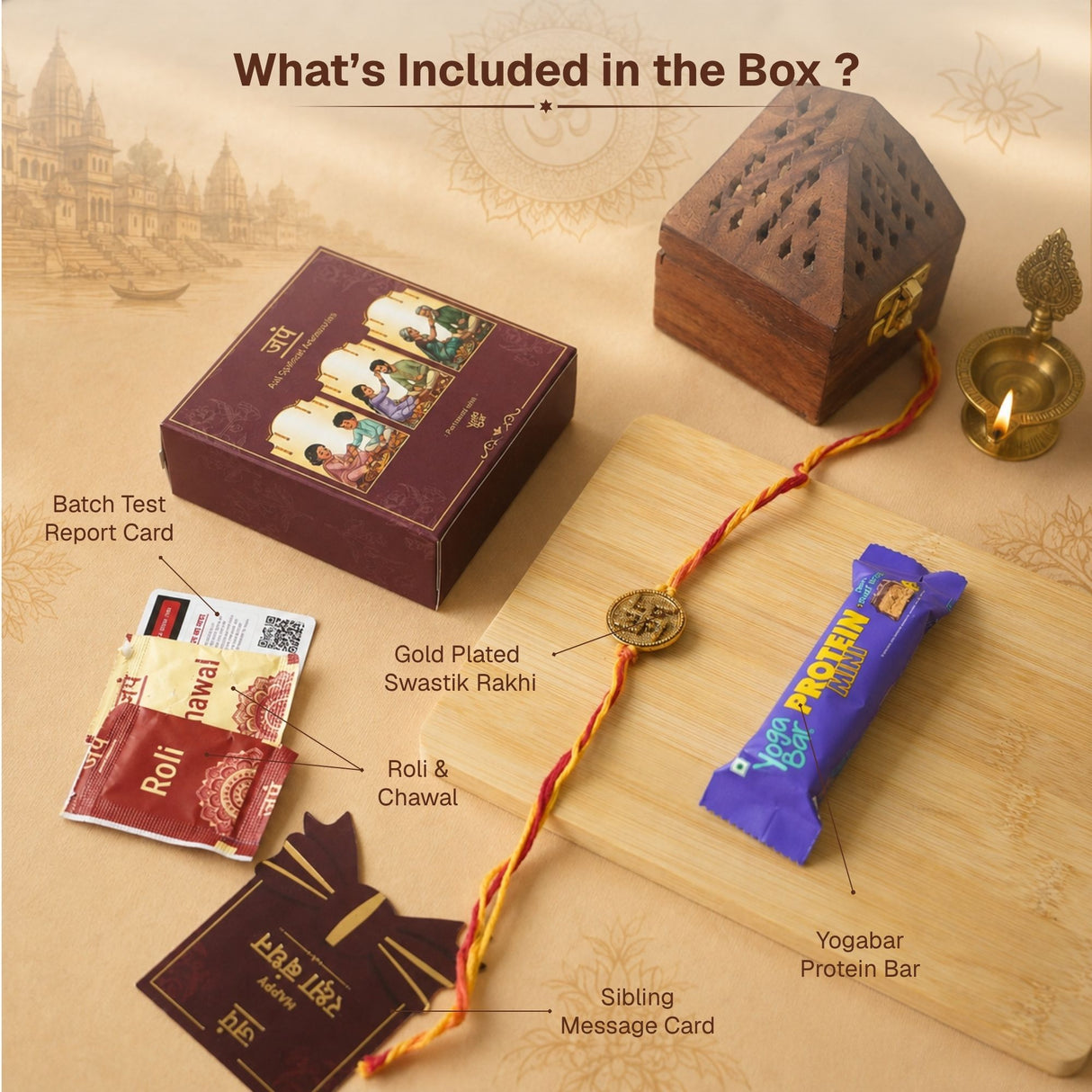Gold Plated Swastik Rakhi Box