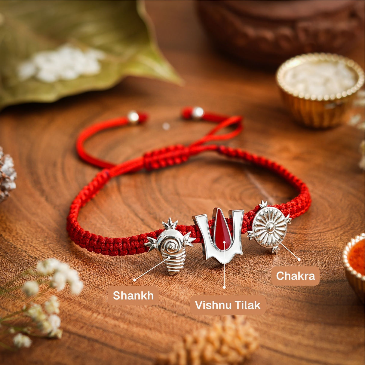 Shankh Tilak Chakra Meenakari Rakhi Box