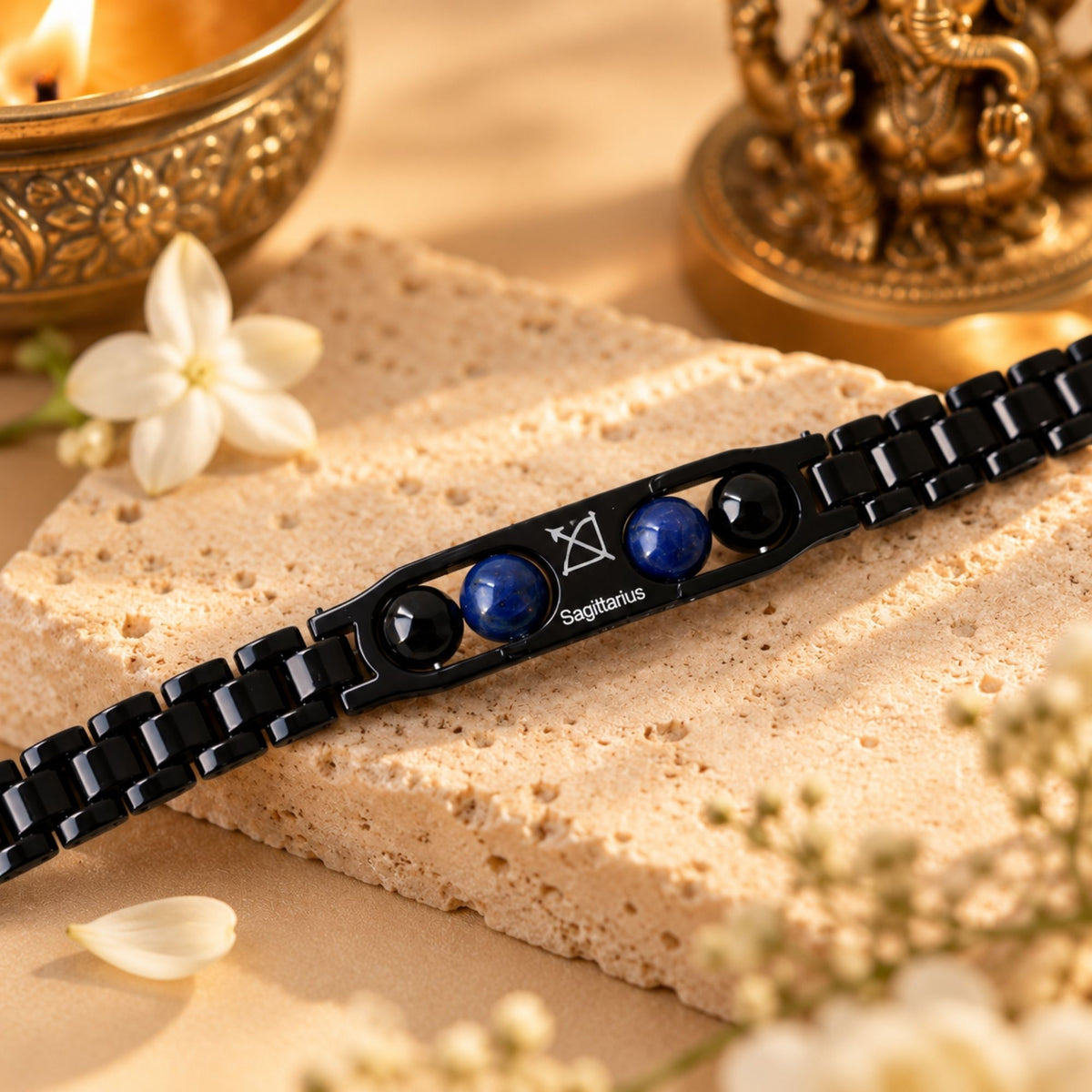 Sagittarius Zodiac Sign Metal Bracelet + Free Selenite Plate
