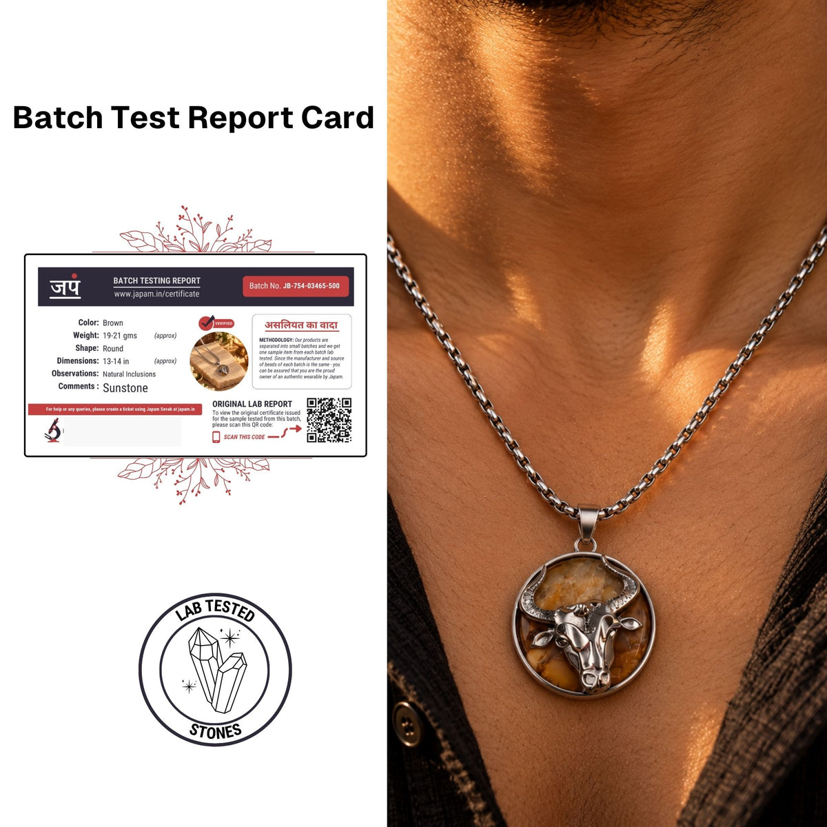 Tauras Zodiac Pendant with Sunstone