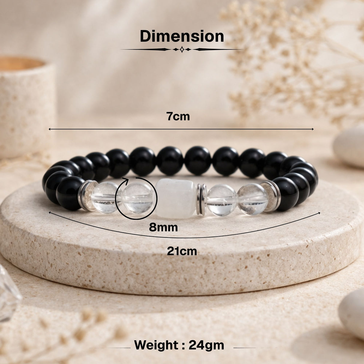 Clear Quartz Zodiac Band – Cancer (कर्क राशि)