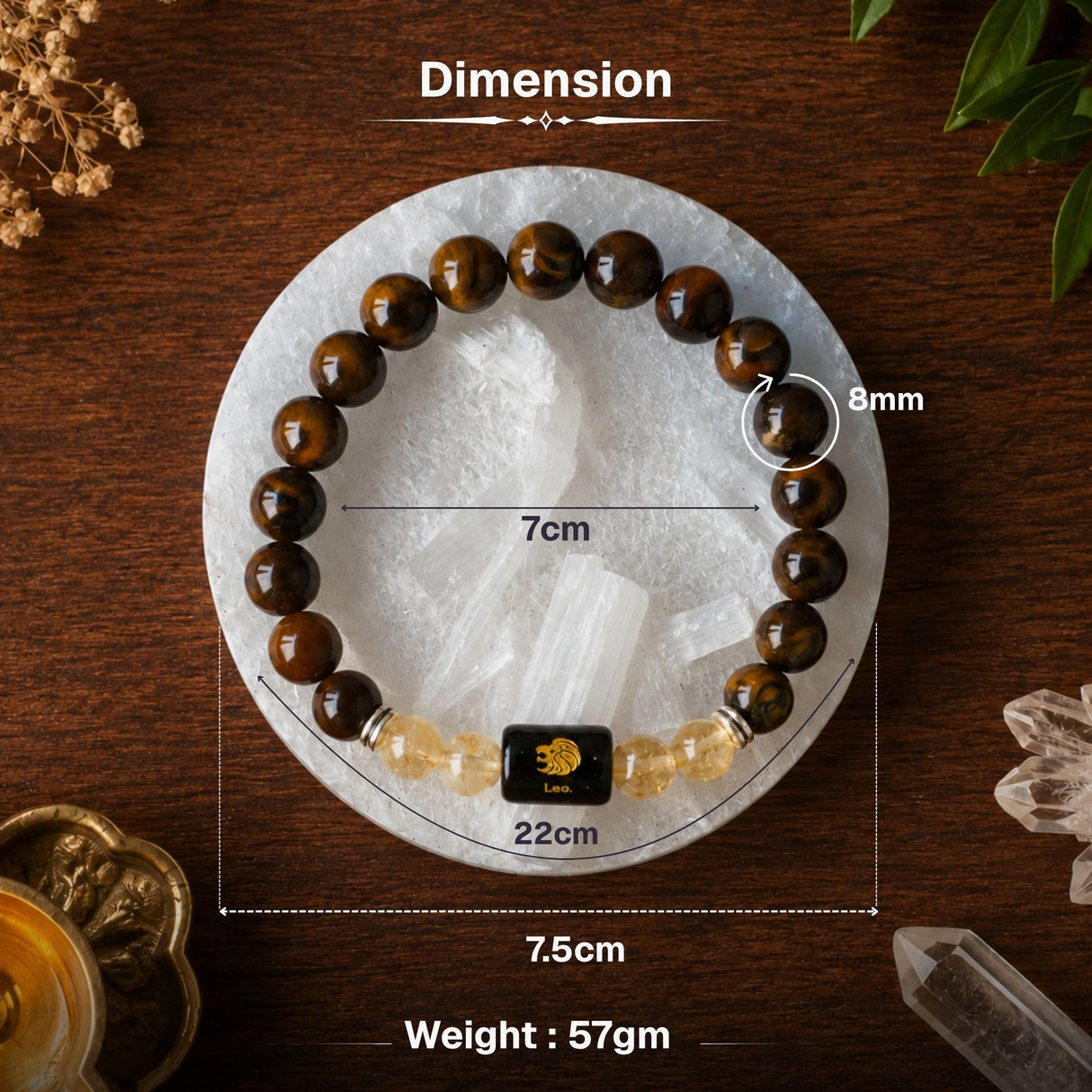 Tiger Eye & Citrine Zodiac Band for Leo (सिंह राशि)