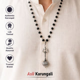 Silver Plated Trishool Gada Karungali Mala