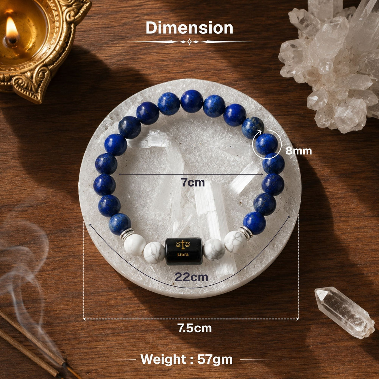 Lapis Lazuli & Howlite Zodiac Band for Libra (तुला राशि)