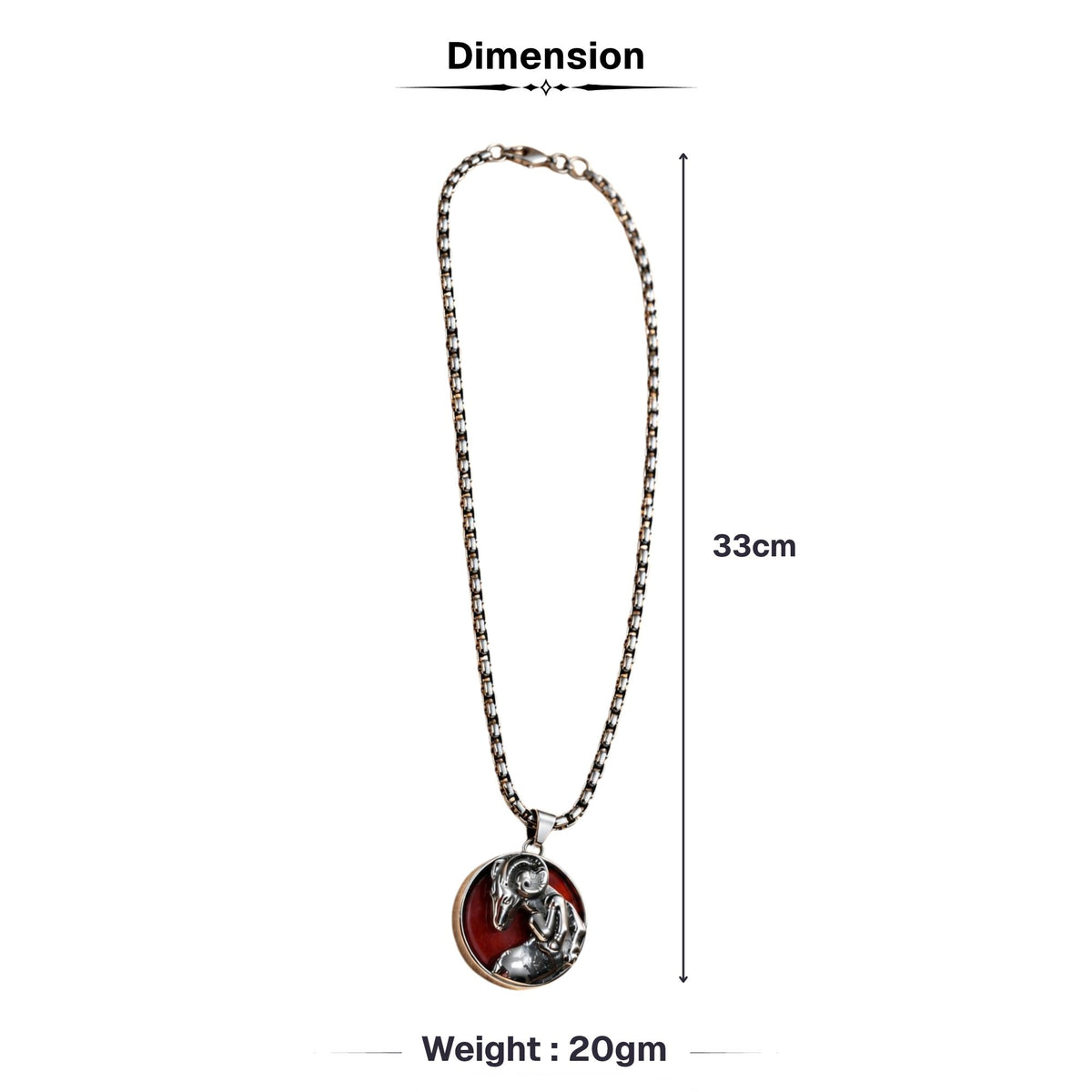 Aries Zodiac Pendant with Red Jasper Stone