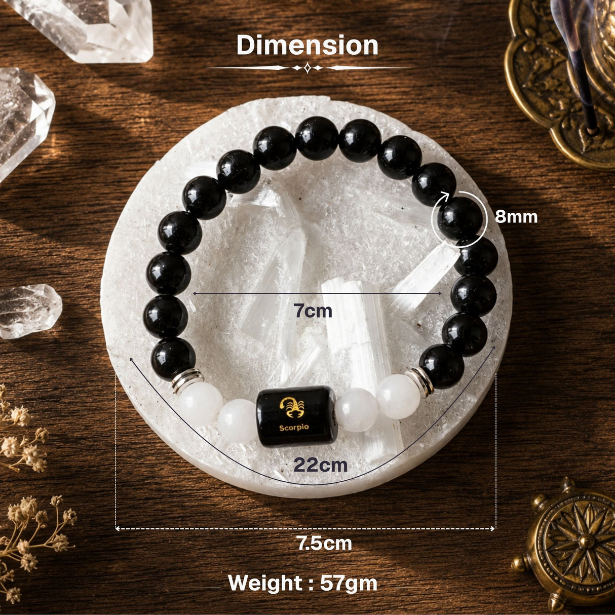 Black Obsidian & Milky Quartz Zodiac Band for Scorpio (वृश्चिक राशि)