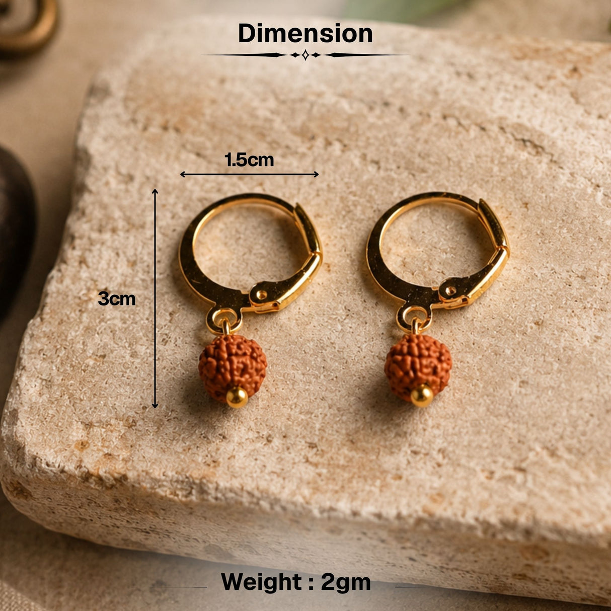 5 Mukhi Rudraksha Hoop Earings